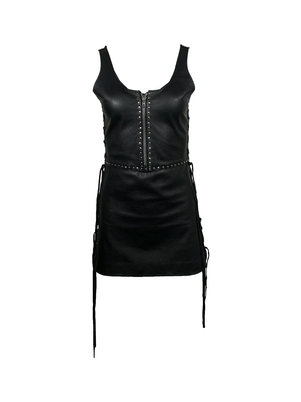 Black Leather Half Zip Dress  Leatheracci
