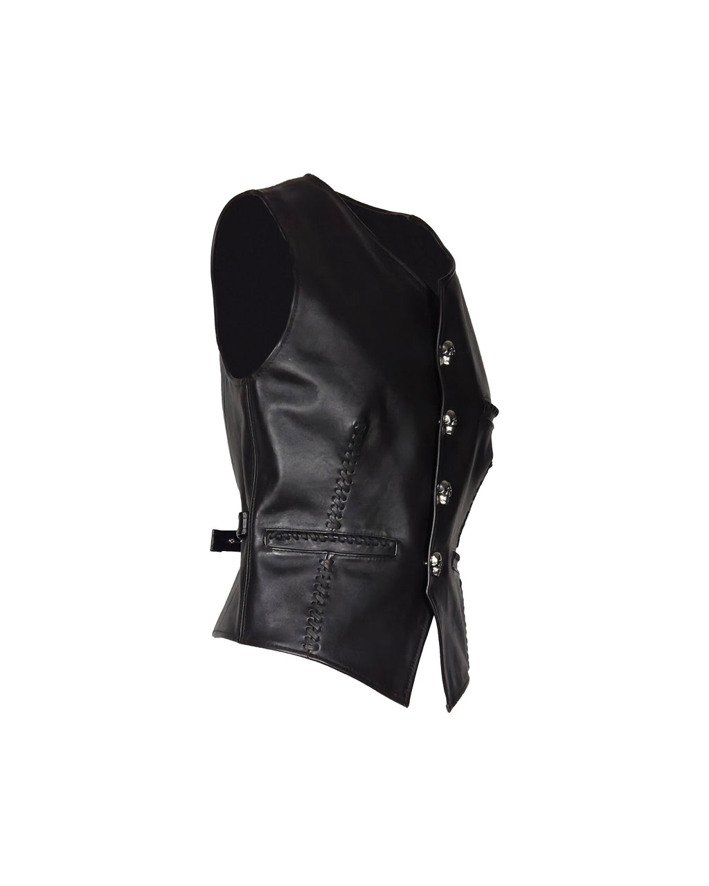 The "Jimi" Skull Snap Leather Vest