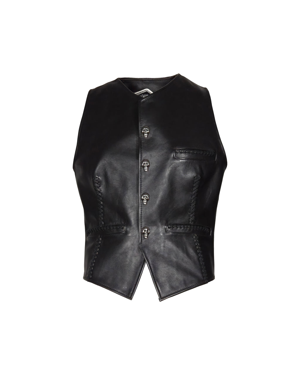The "Jimi" Skull Snap Leather Vest