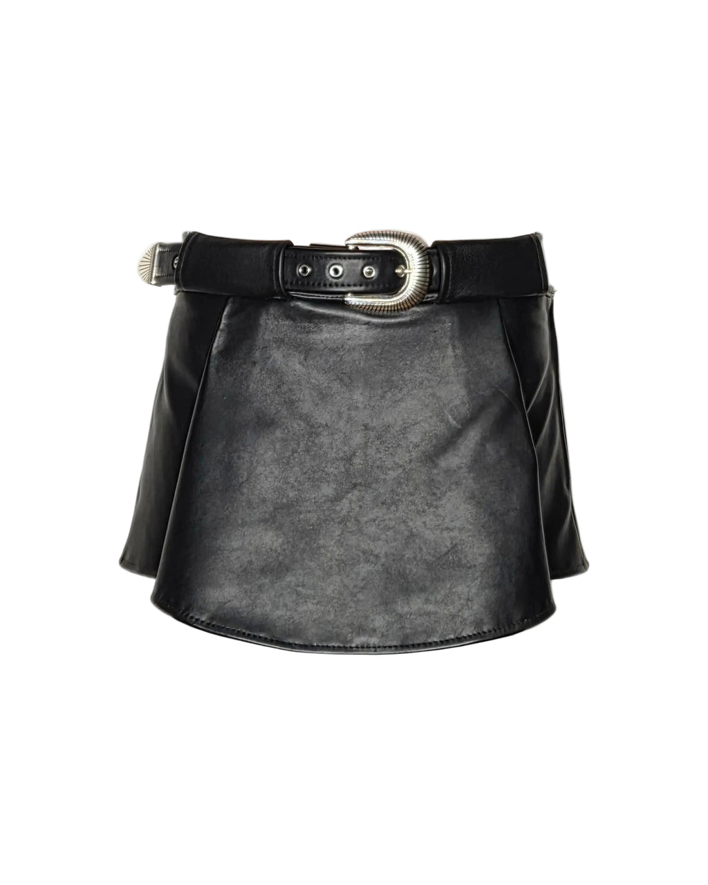The "Serena" Belted Leather Skort