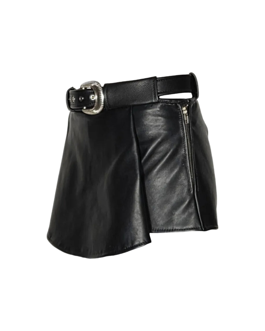 The "Serena" Belted Leather Skort