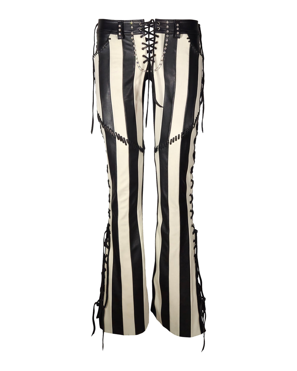 The "Iggy" Black and White Striped Leather Pant