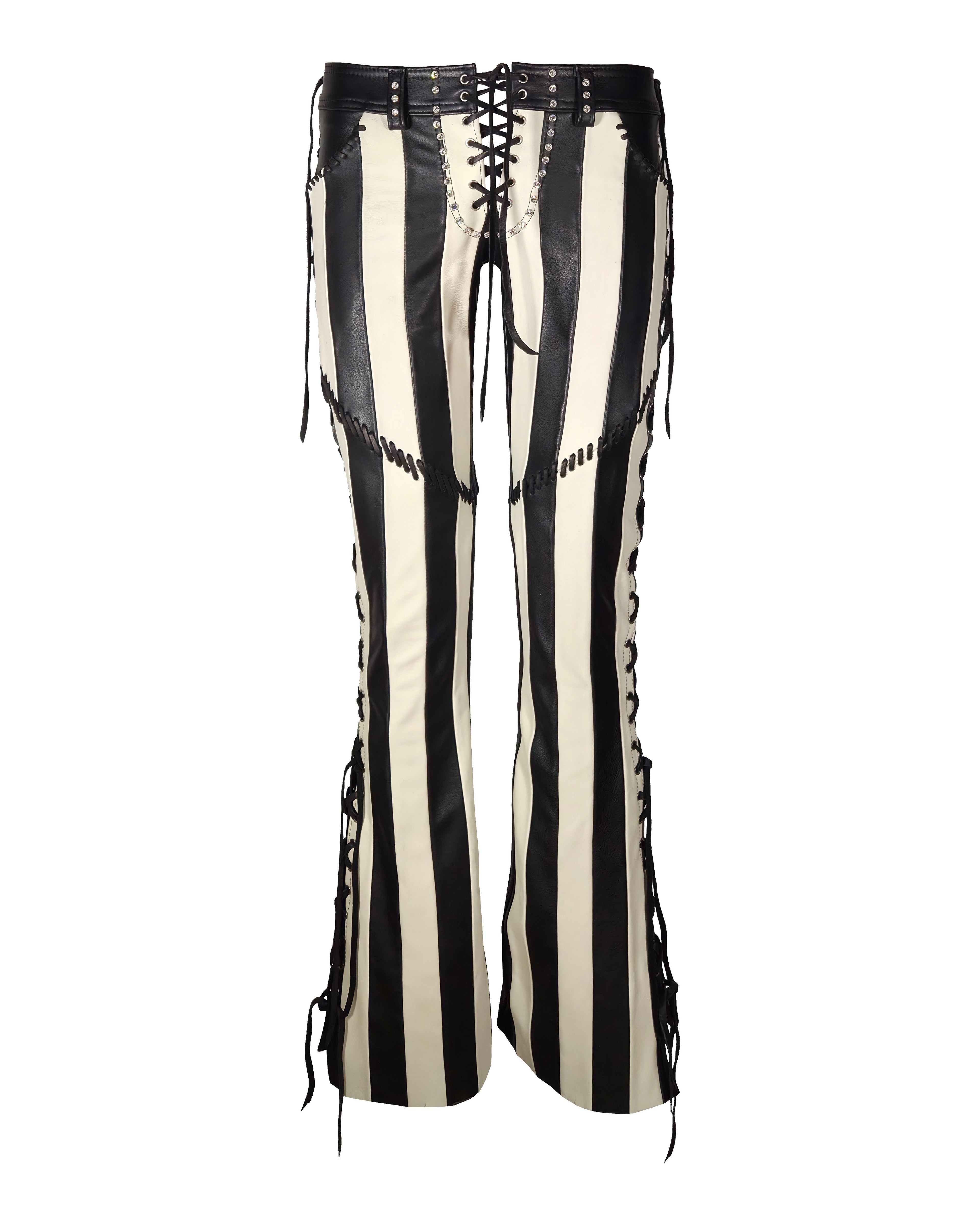The "Iggy" Black and White Striped Leather Pant