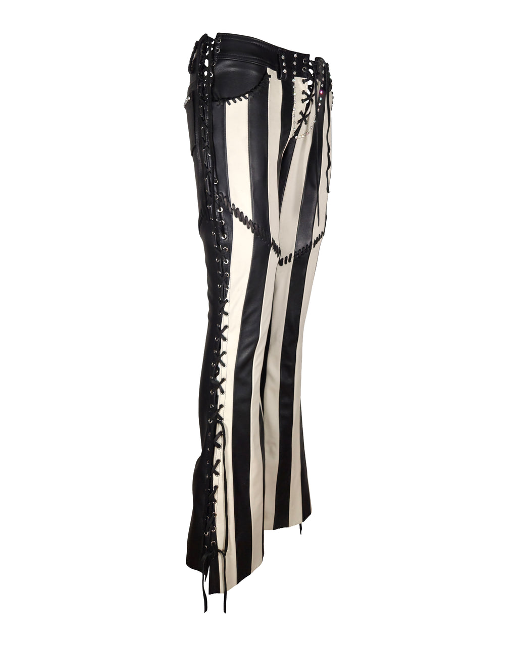 The "Iggy" Black and White Striped Leather Pant