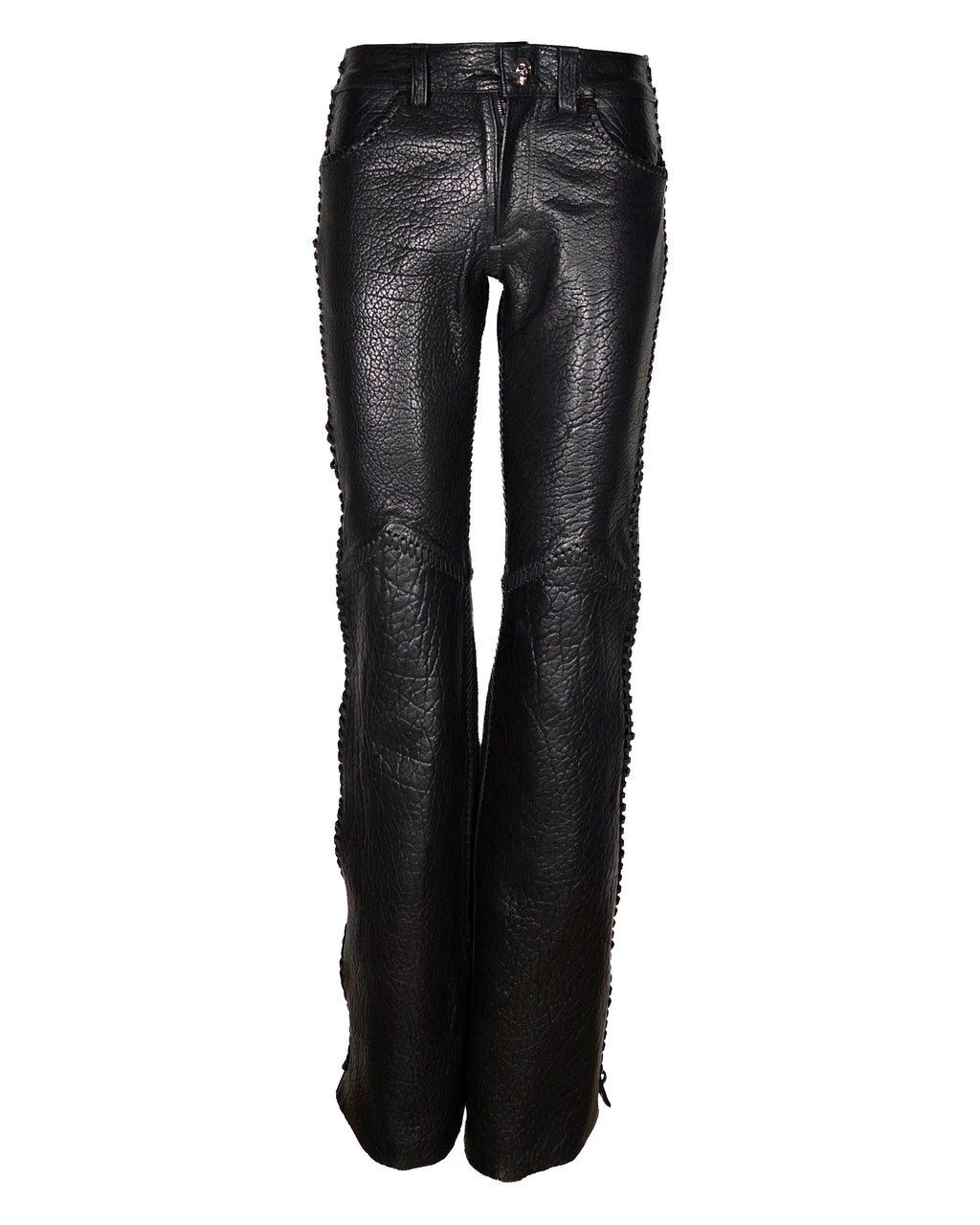 The "Partelle" Bison Whipstitch Leather Pant