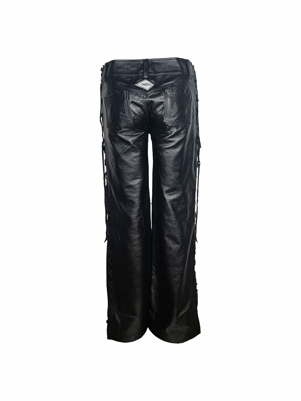 Wide Leg Lace-up Leather Pant