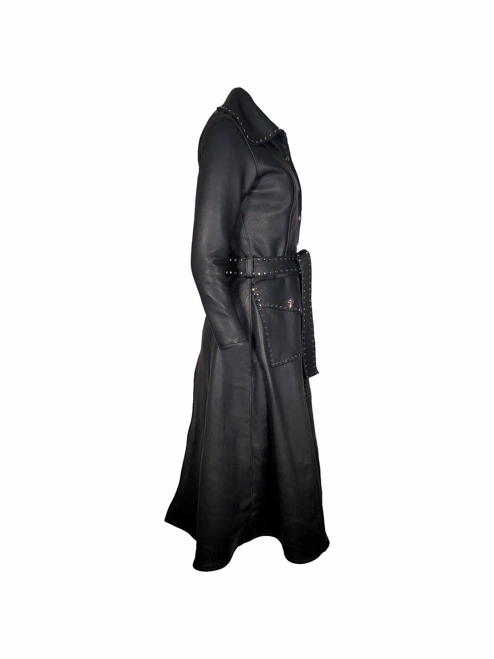 Black Leather Full-Length Duster