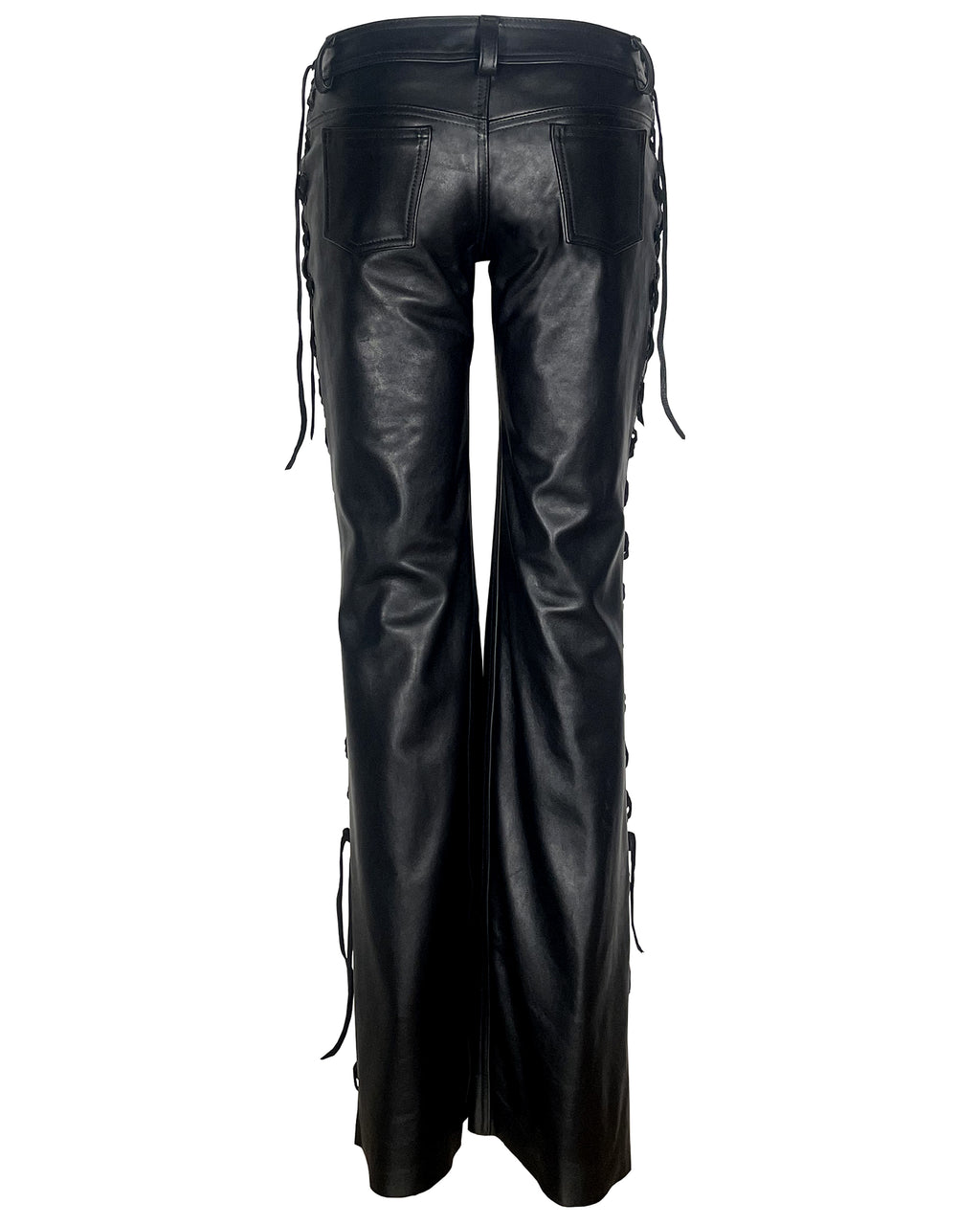 Wide Leg Lace-up Leather Pant