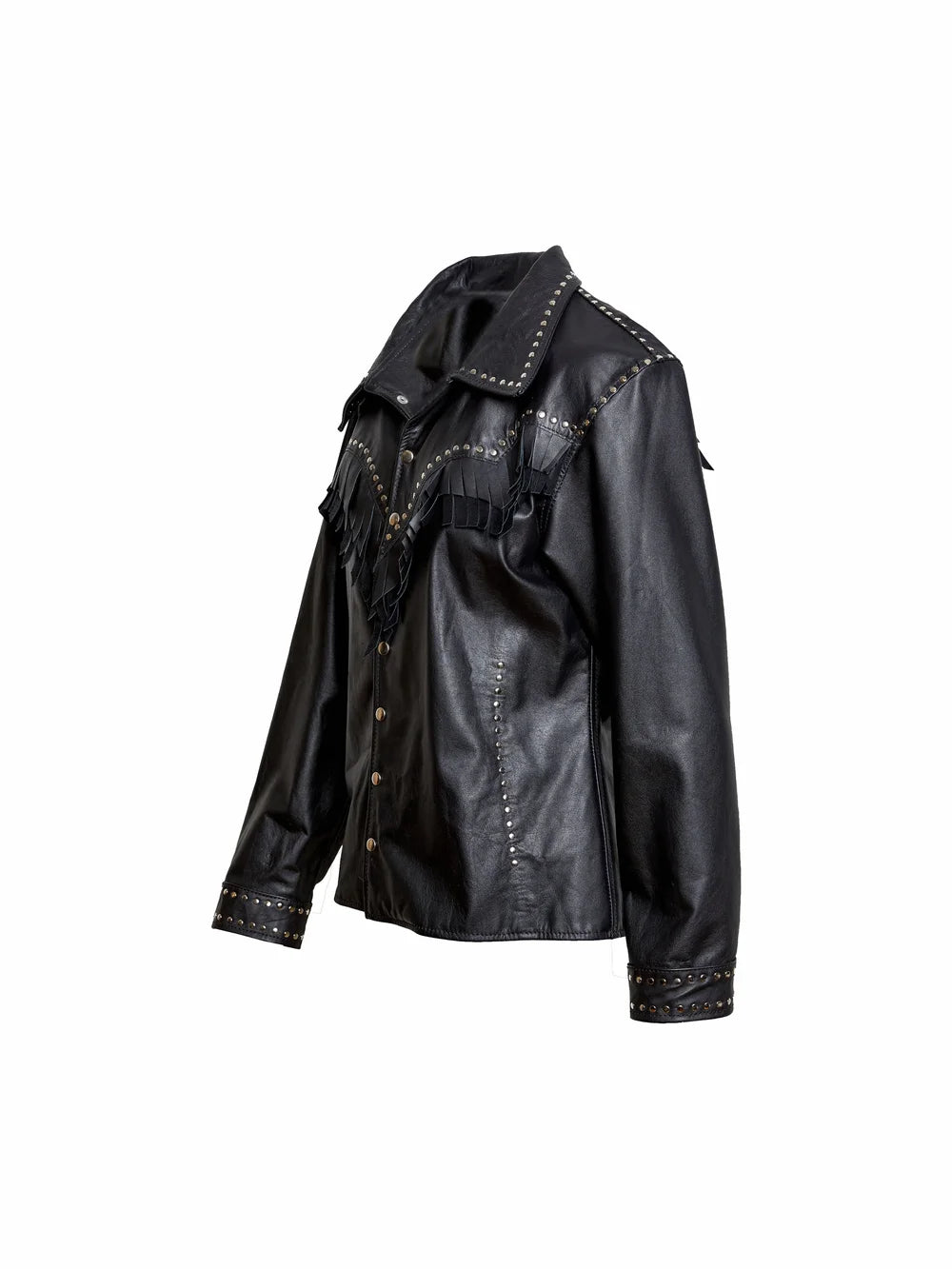 Black Leather Western Shirt