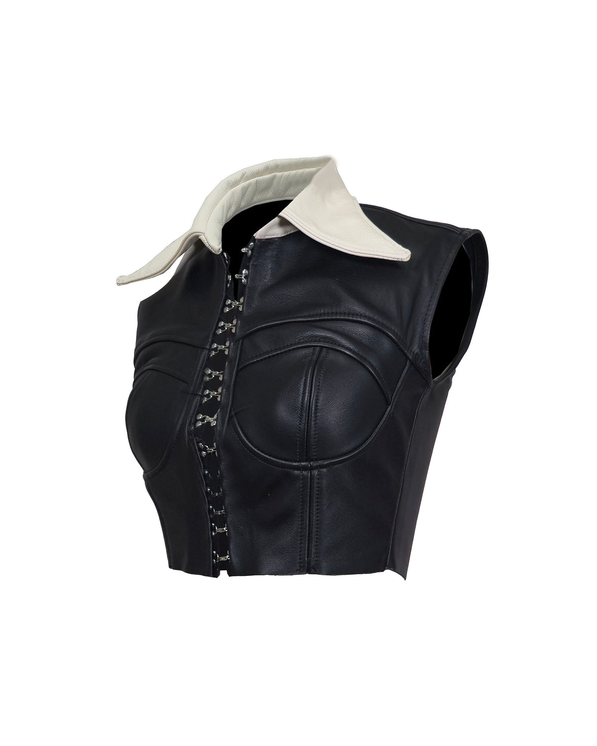 The "Wednesday" Collared Leather Bustier