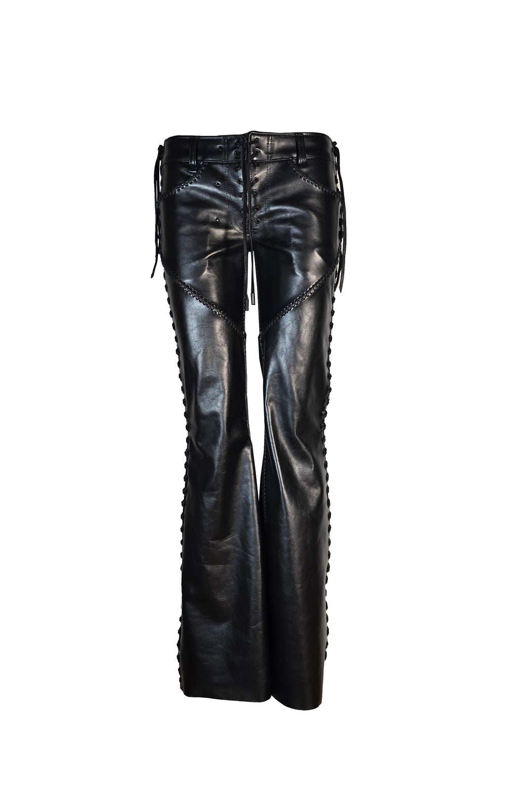 Whipstitch Detail Leather Pant