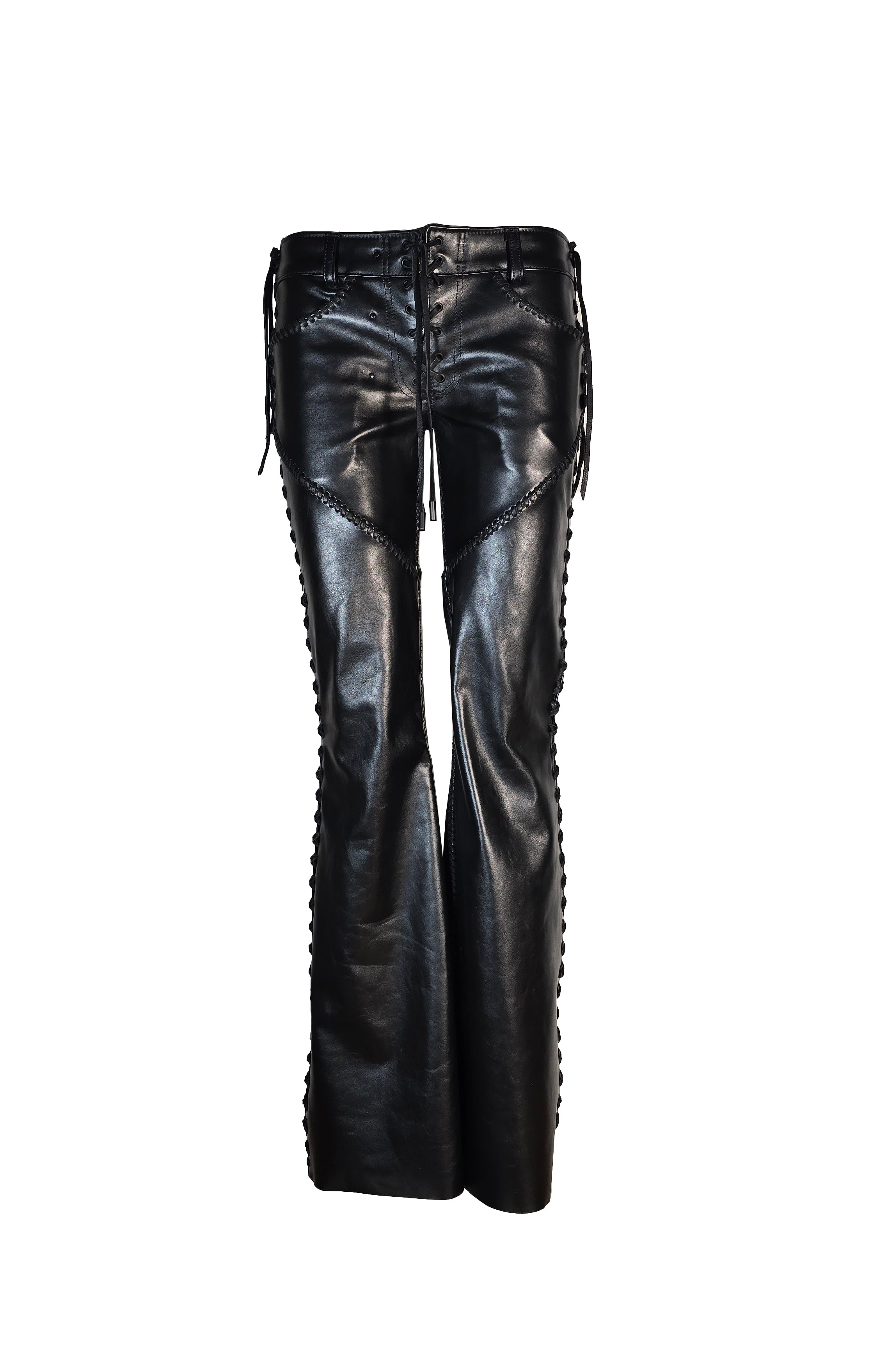 Whipstitch Detail Leather Pant