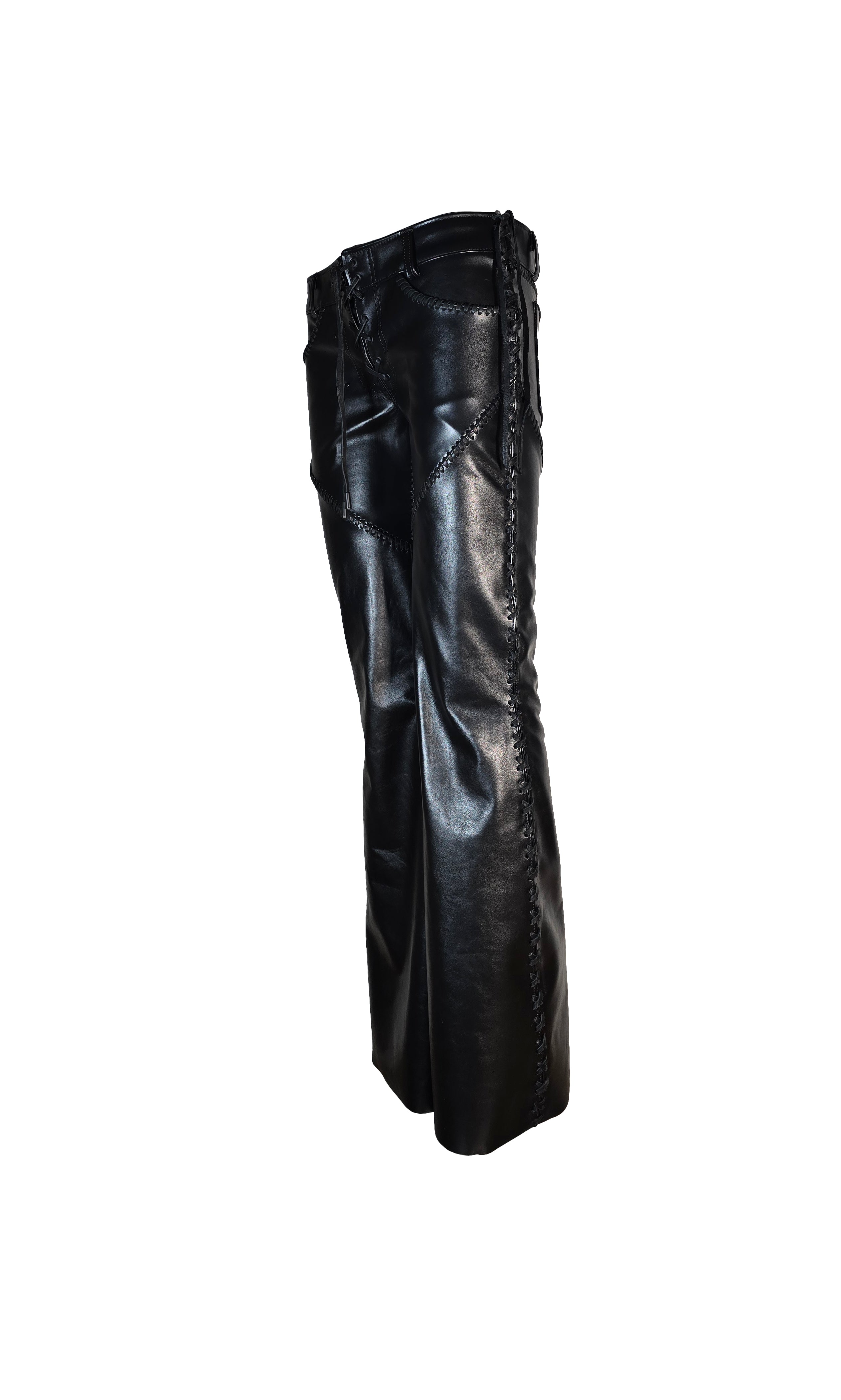 Whipstitch Detail Leather Pant