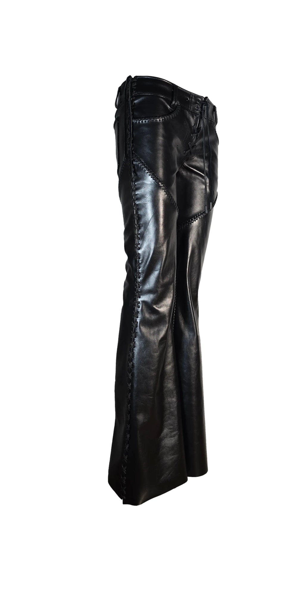 Whipstitch Detail Leather Pant