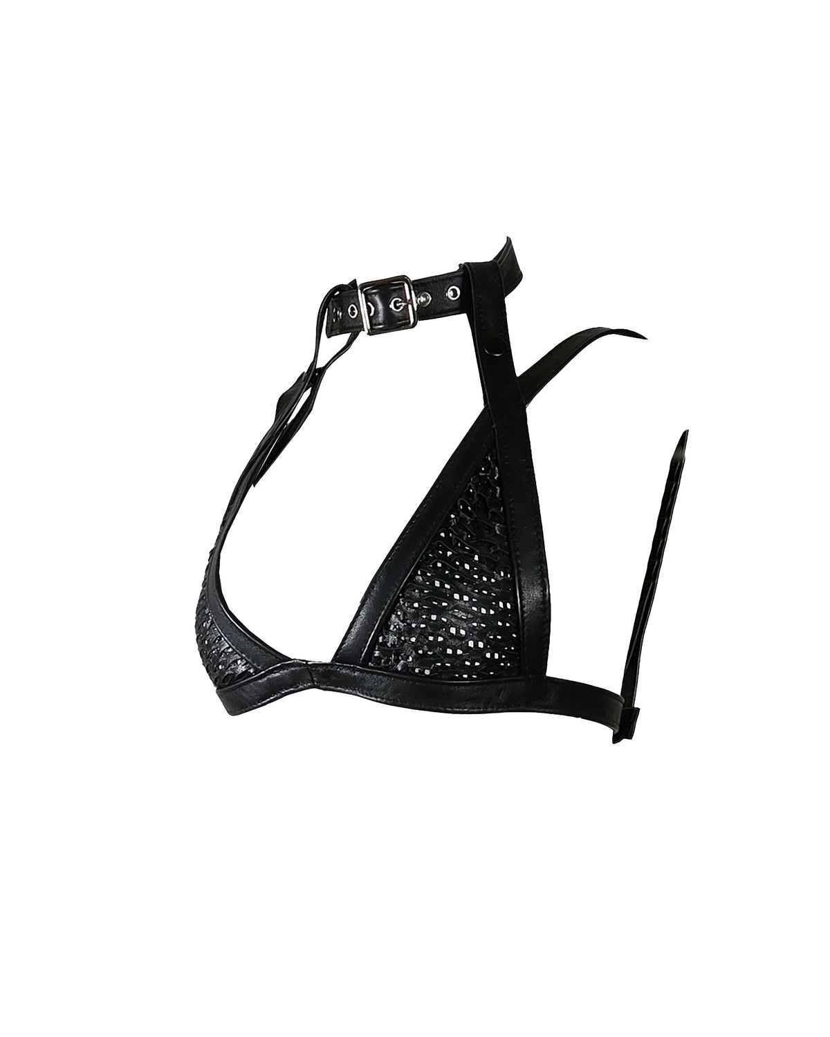 The "Bondage Girl" Black Leather Bra Top with Choker