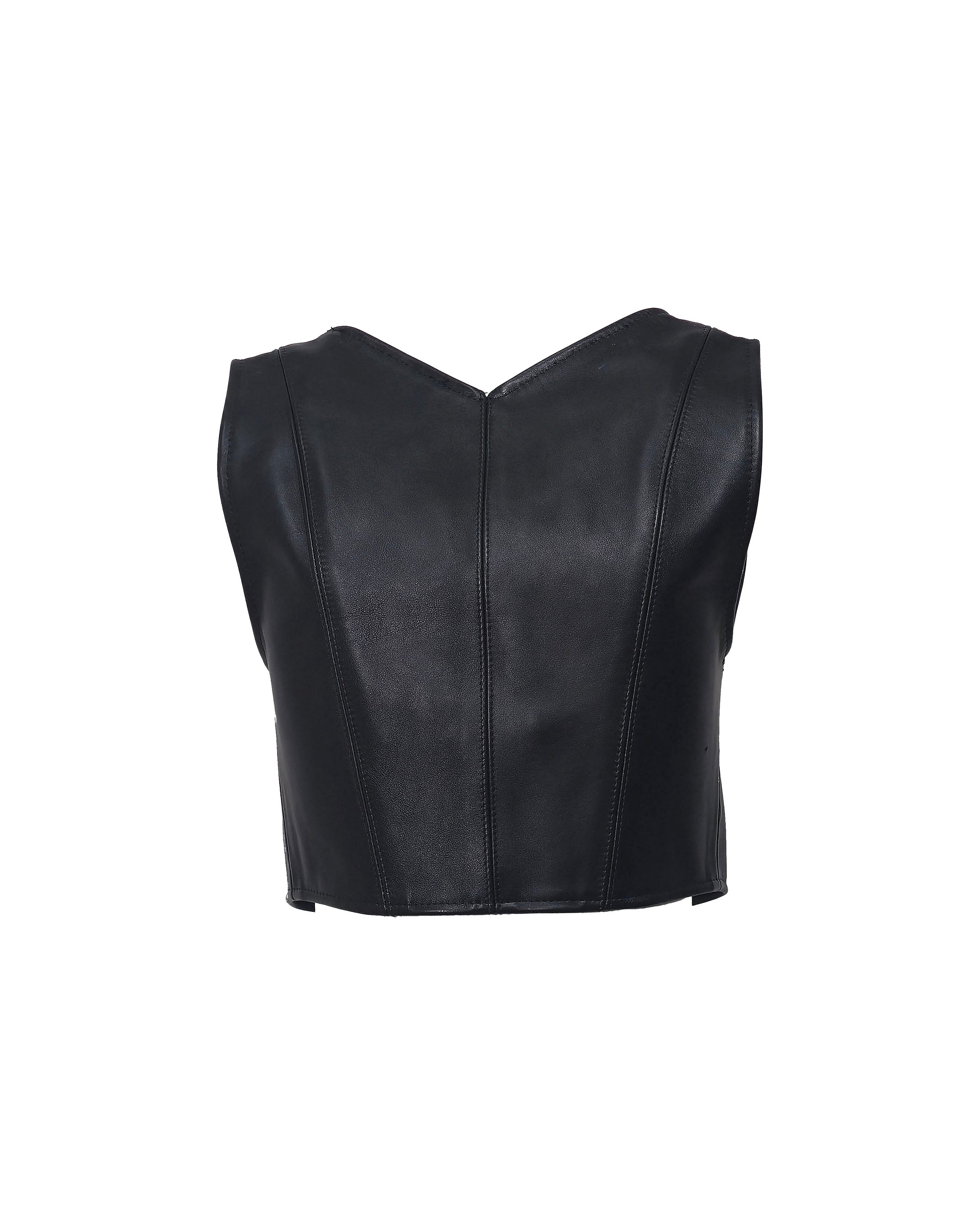 The "Chelsea" Cropped Two Buckle Leather Vest