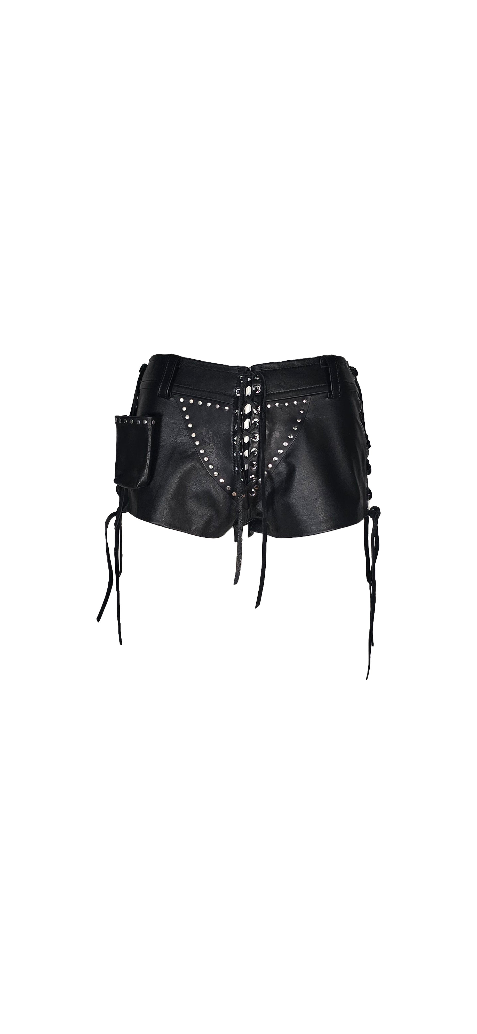 Black Leather Cigarette Hot Pants