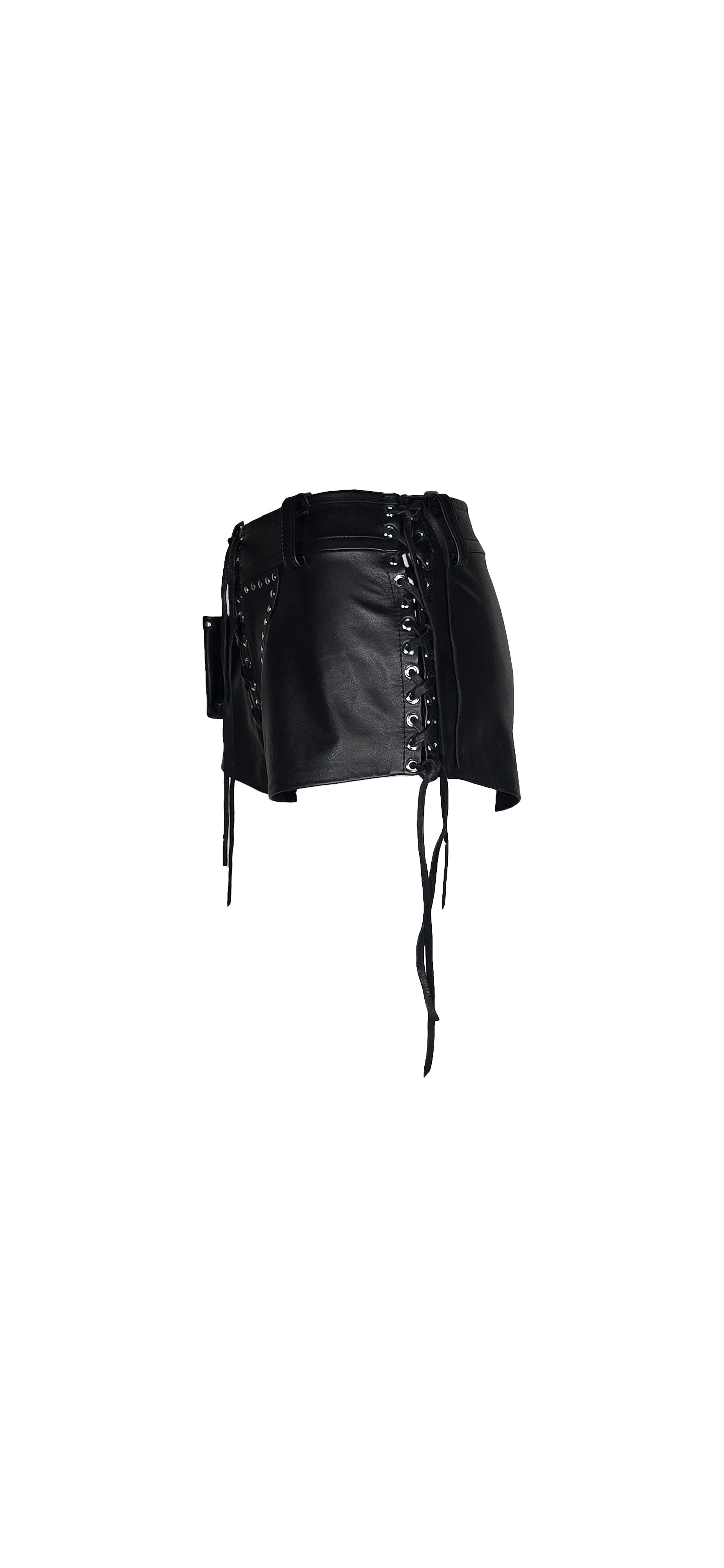 Black Leather Cigarette Hot Pants