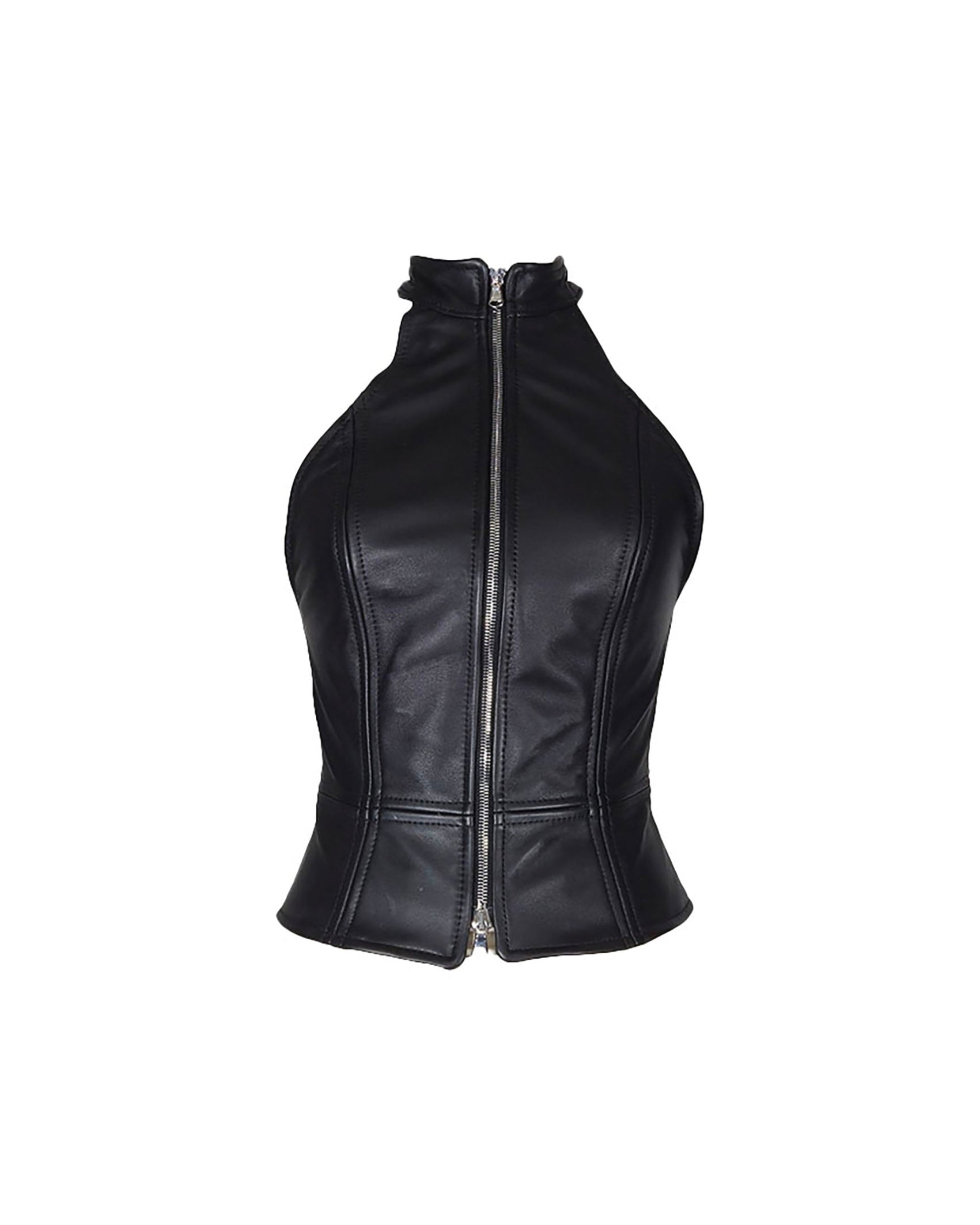The "Bunny" Zip Front Leather Top