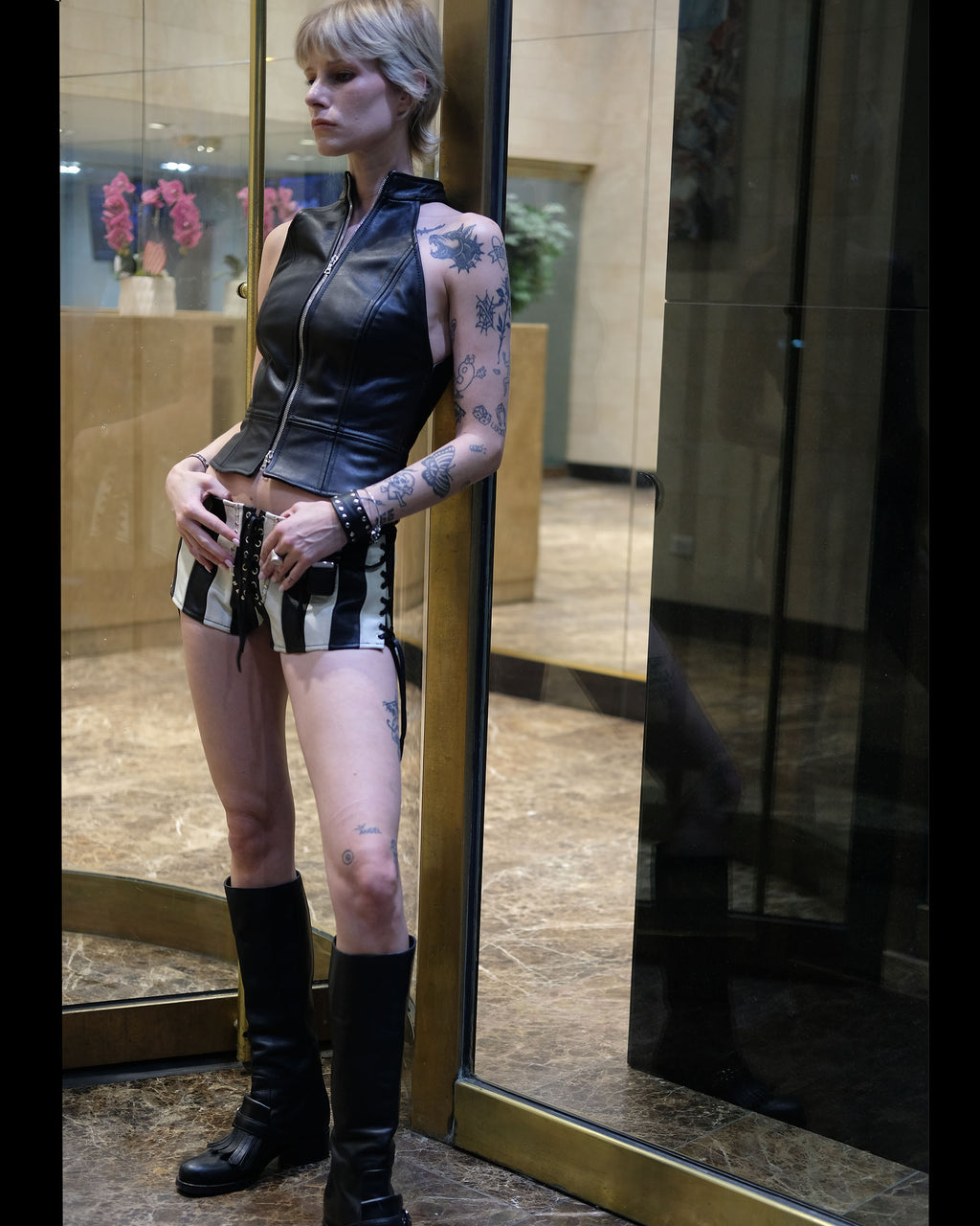 The "Bunny" Zip Front Leather Top