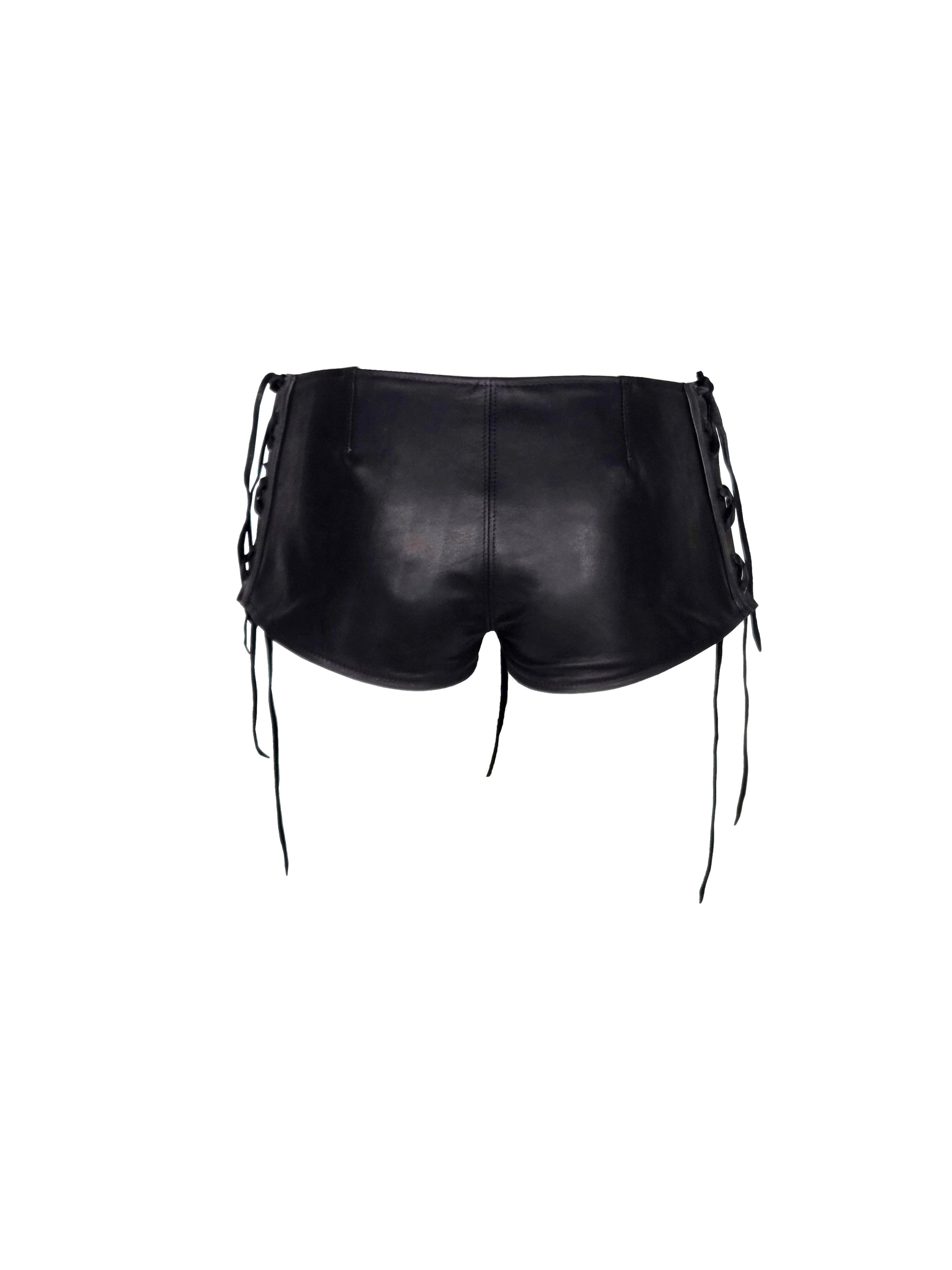 Leather Lace-up Hot Pants