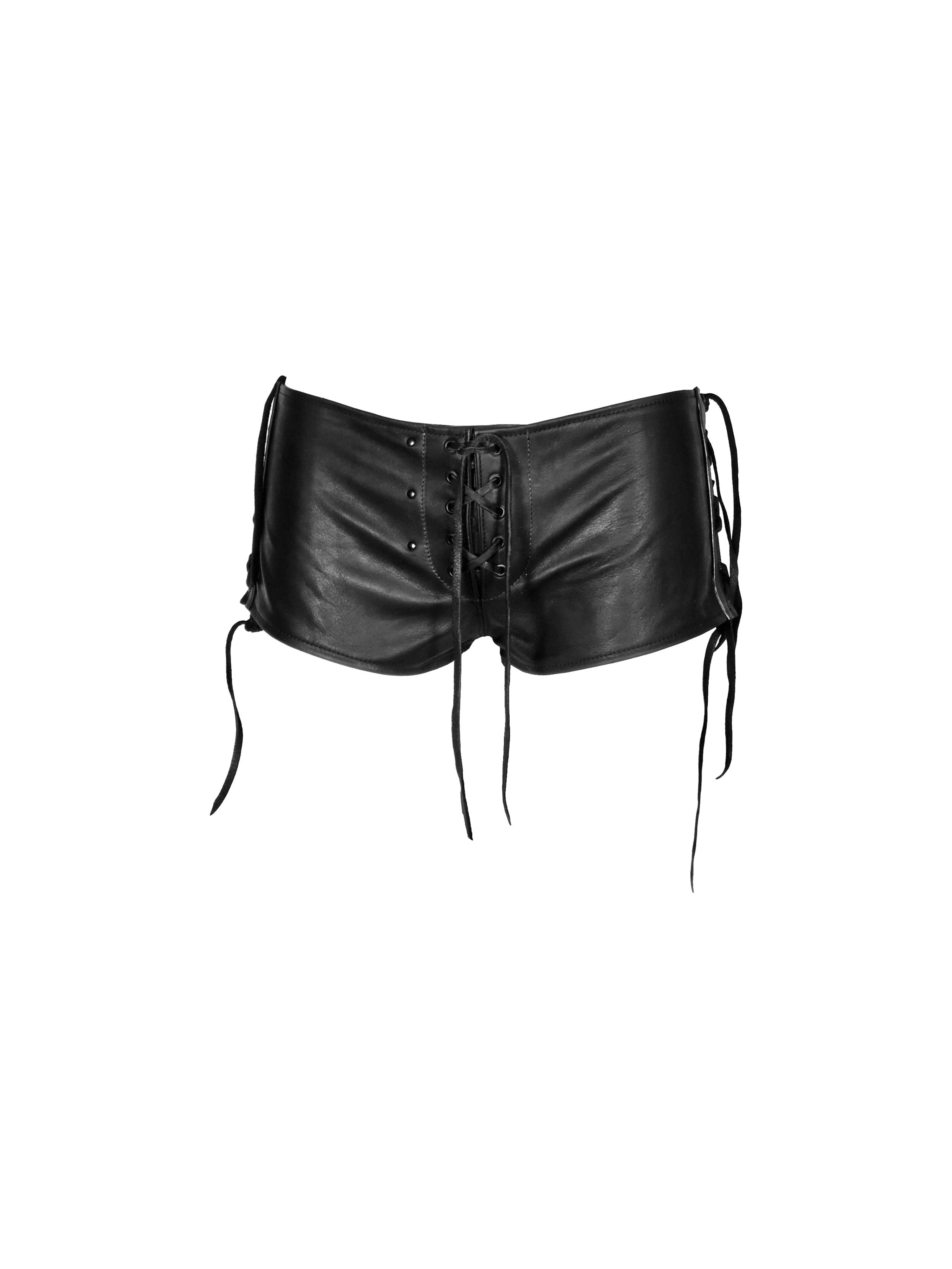 Leather Lace-up Hot Pants