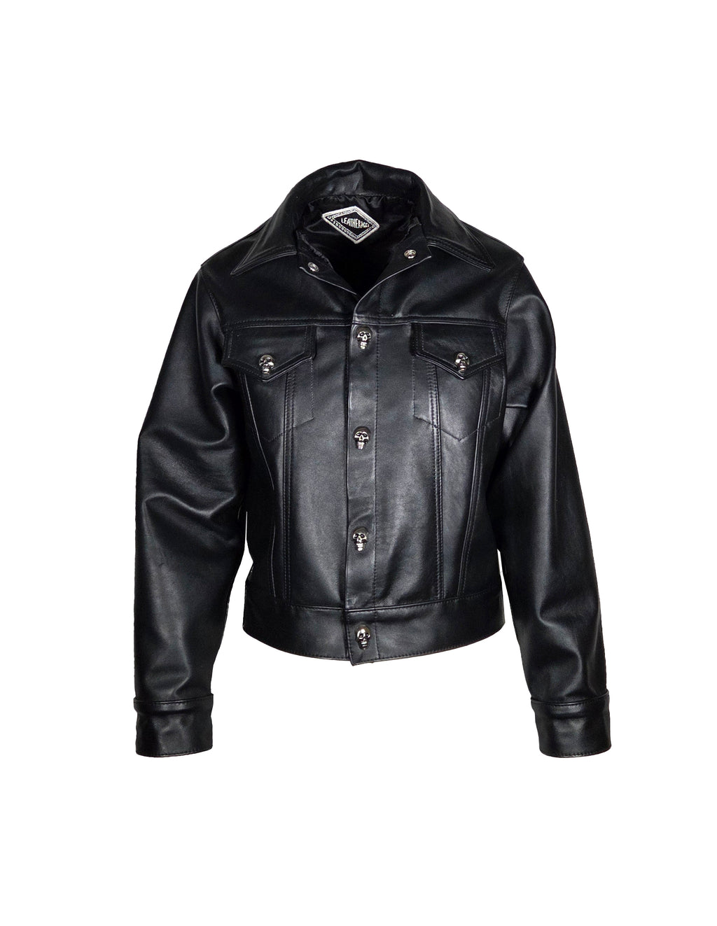 Skull Snap Leather Trucker Jacket