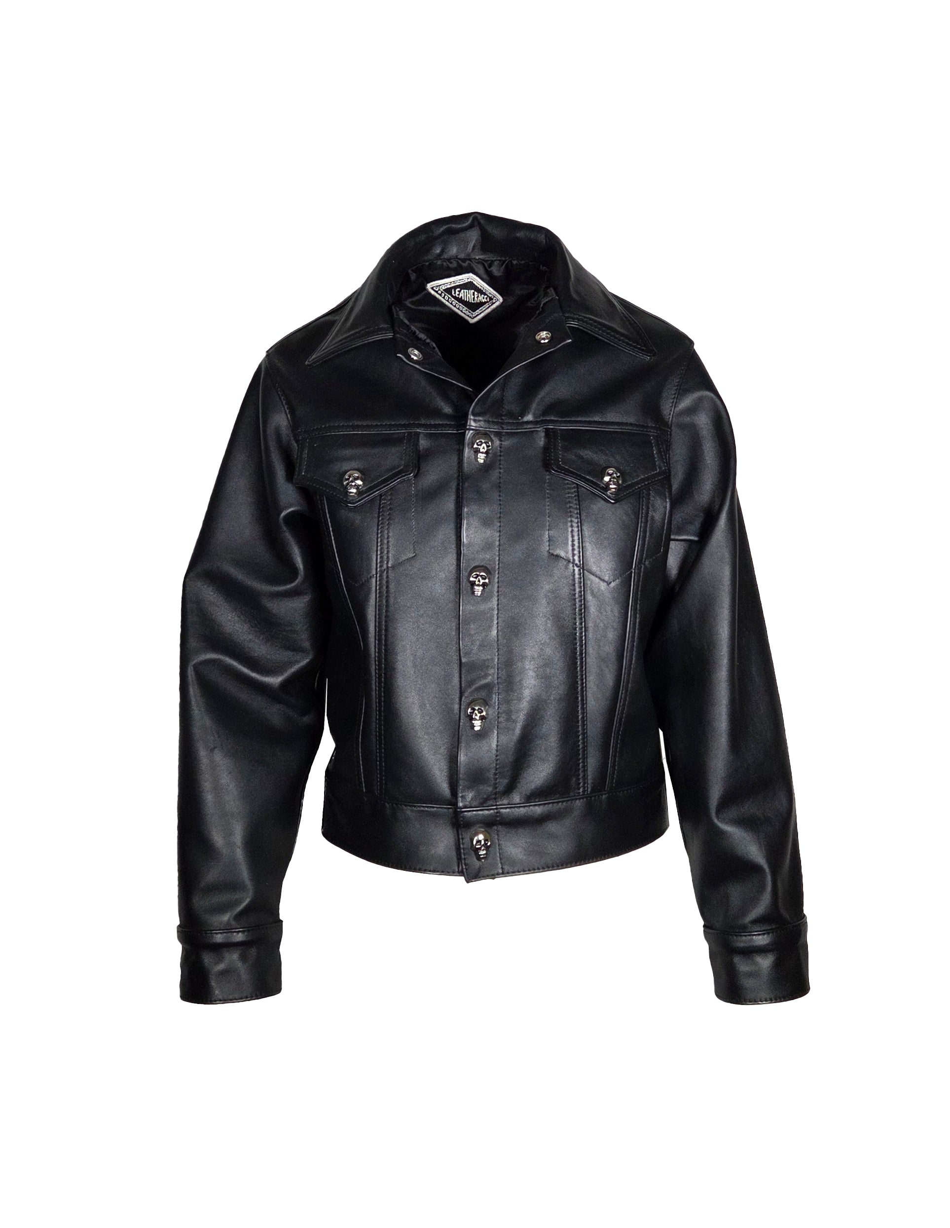 Skull Snap Leather Trucker Jacket