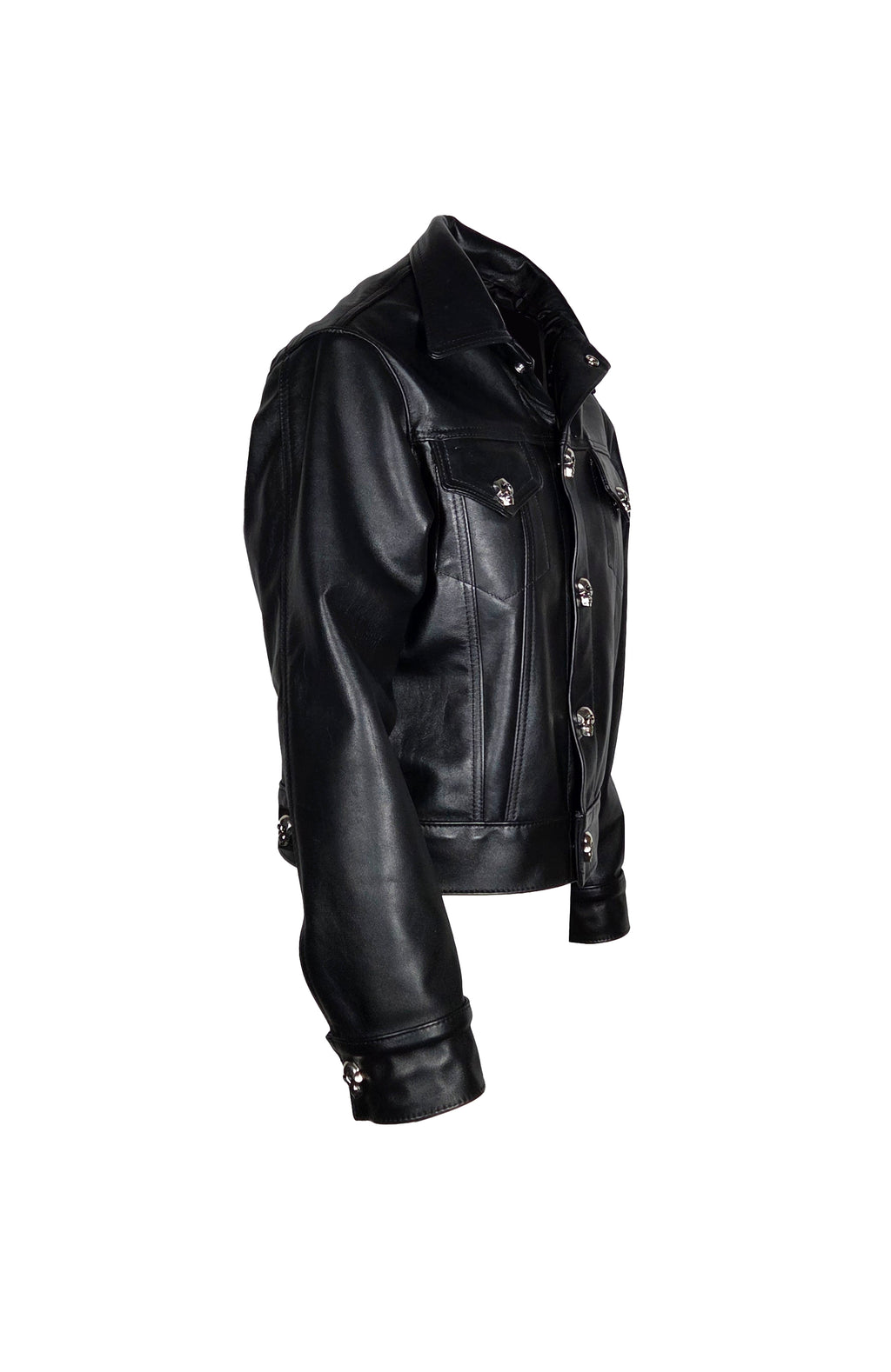 Skull Snap Leather Trucker Jacket