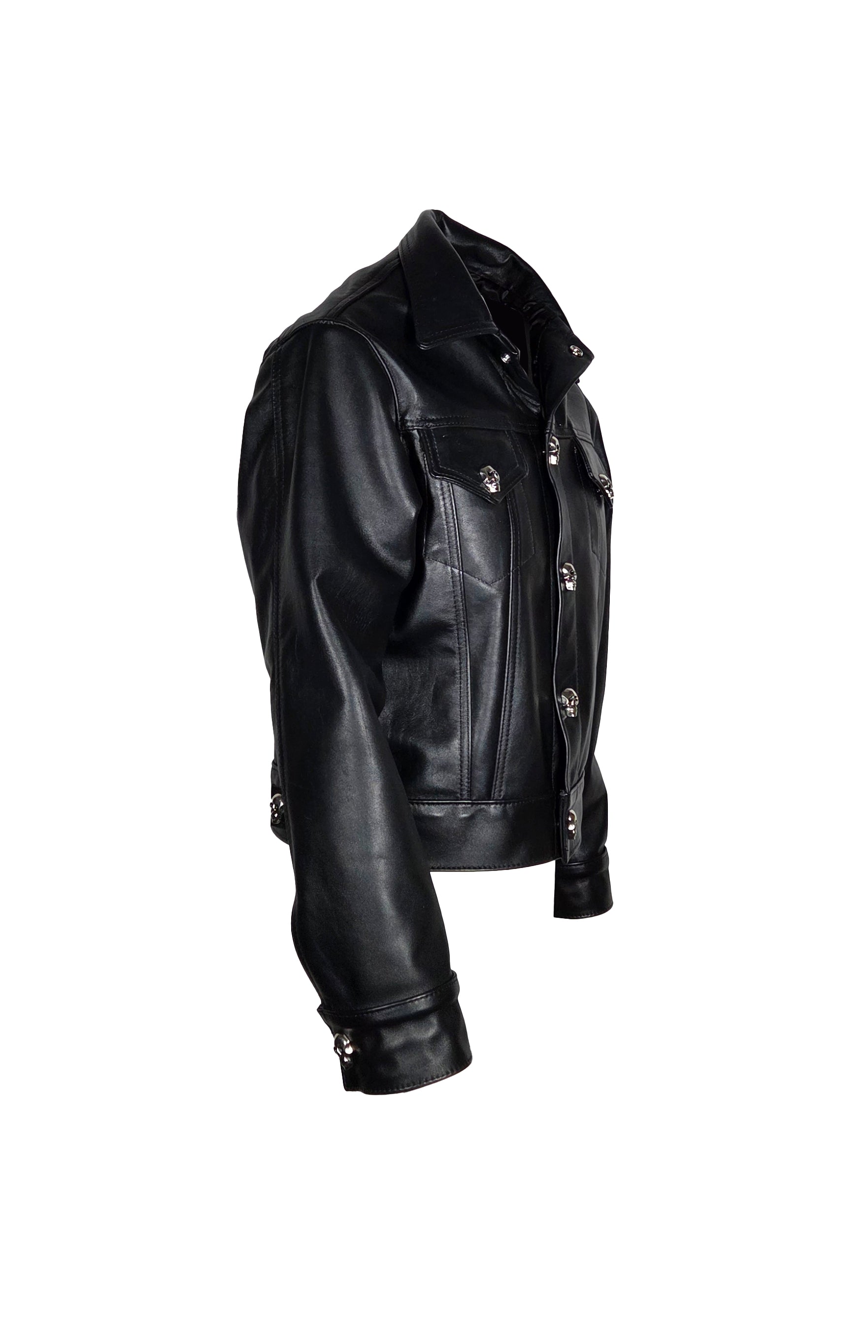 Skull Snap Leather Trucker Jacket