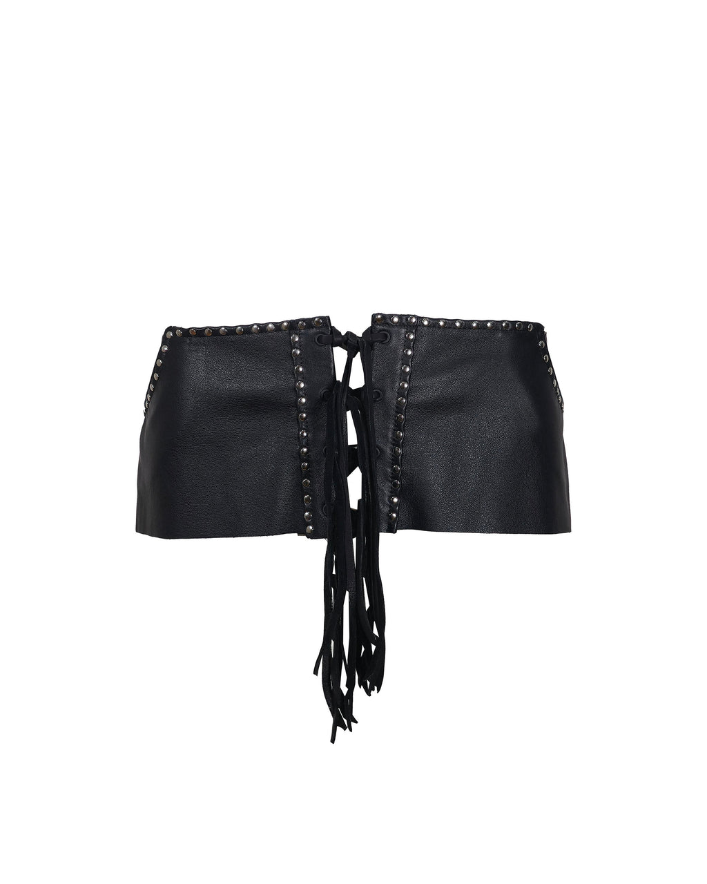 Front Lace-up Leather Micro-Mini