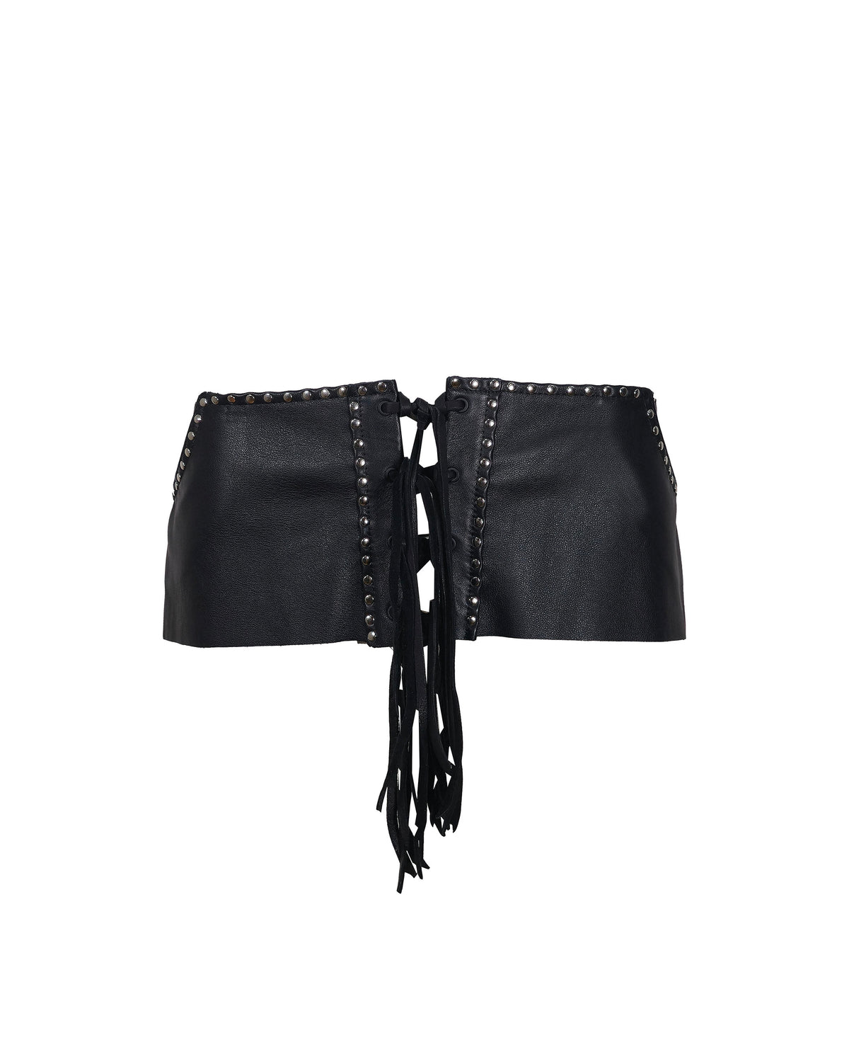 Front Lace-up Leather Micro-Mini