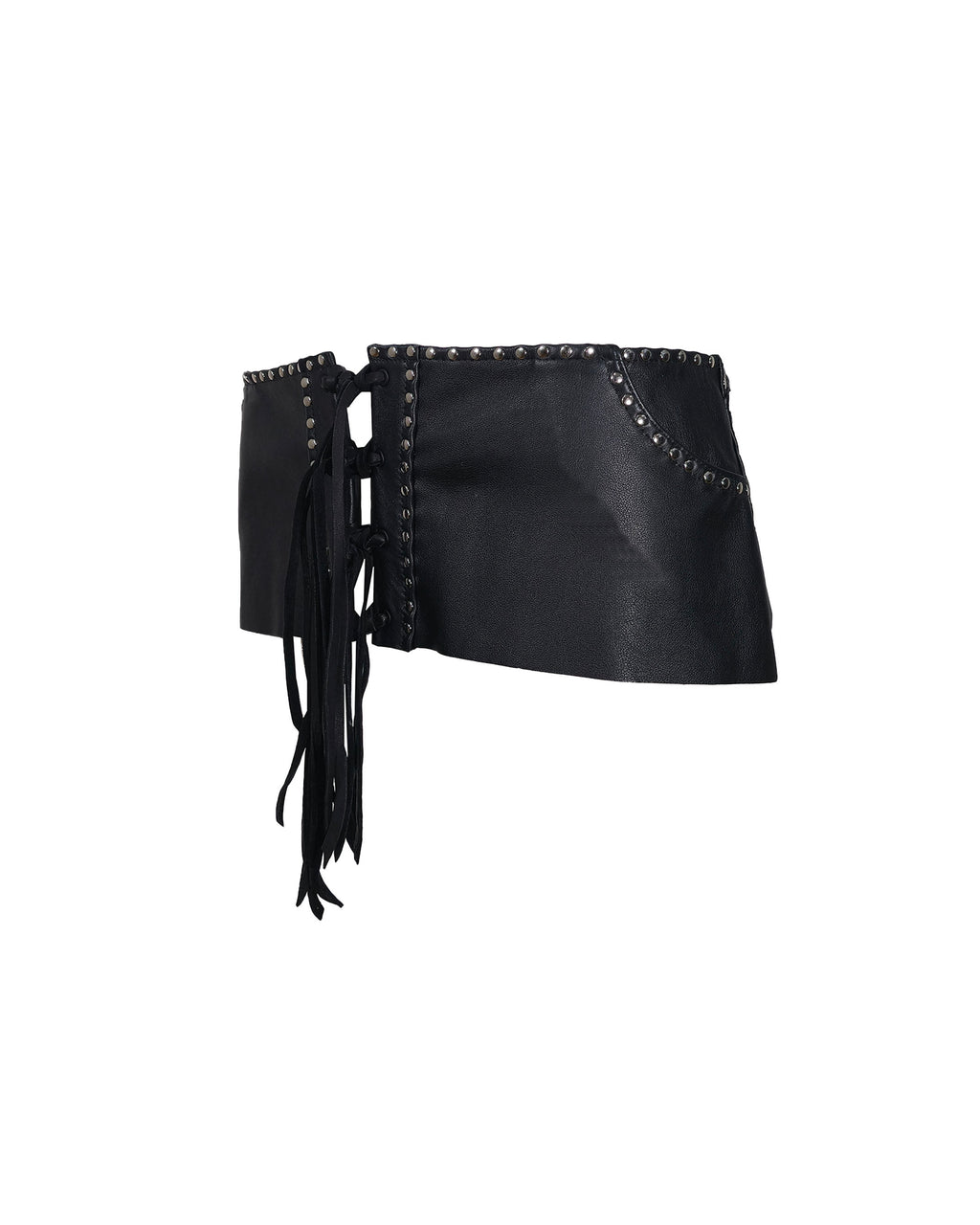 Front Lace-up Leather Micro-Mini