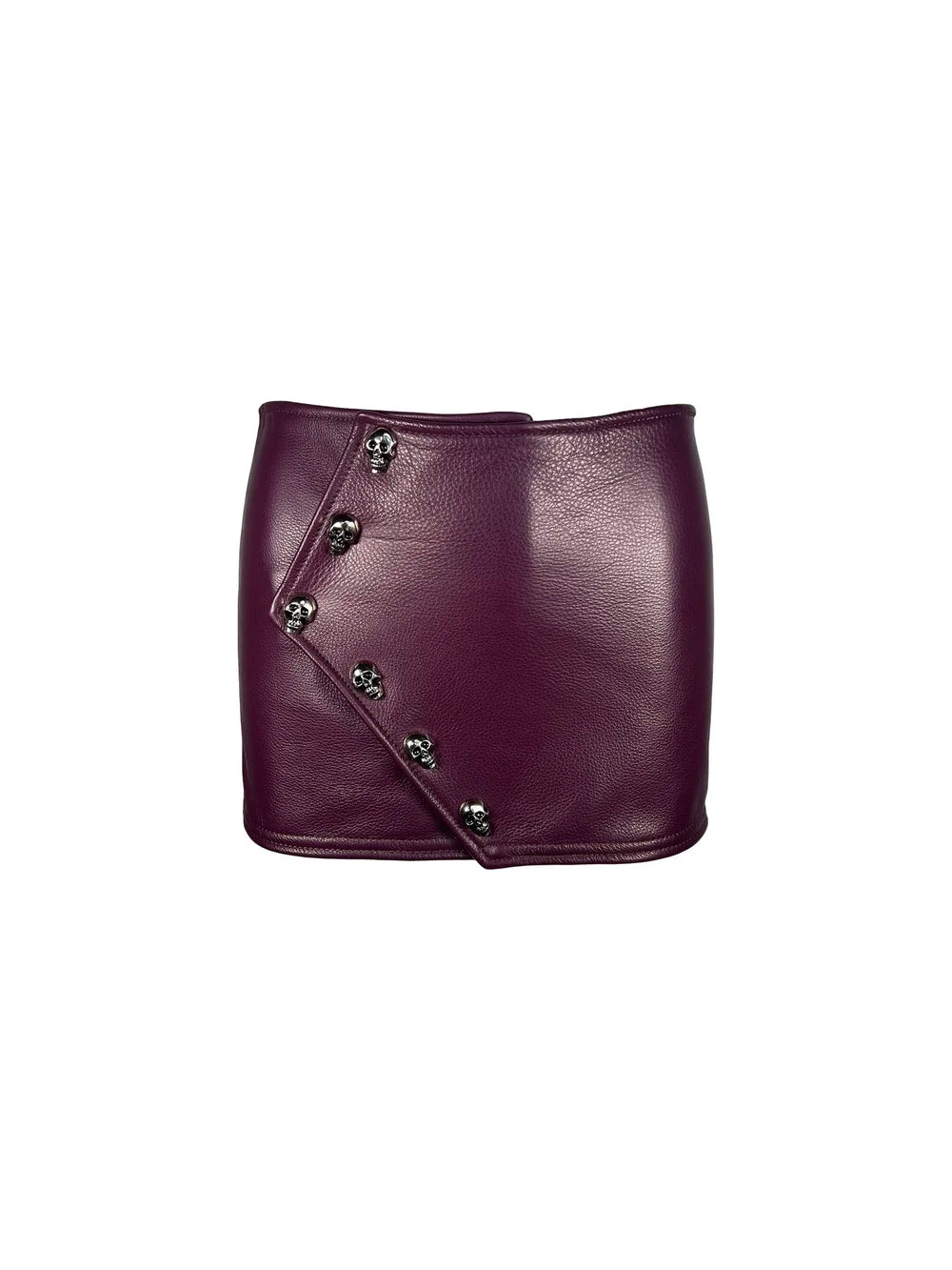 Leather Asymmetric Cut Mini-Skirt