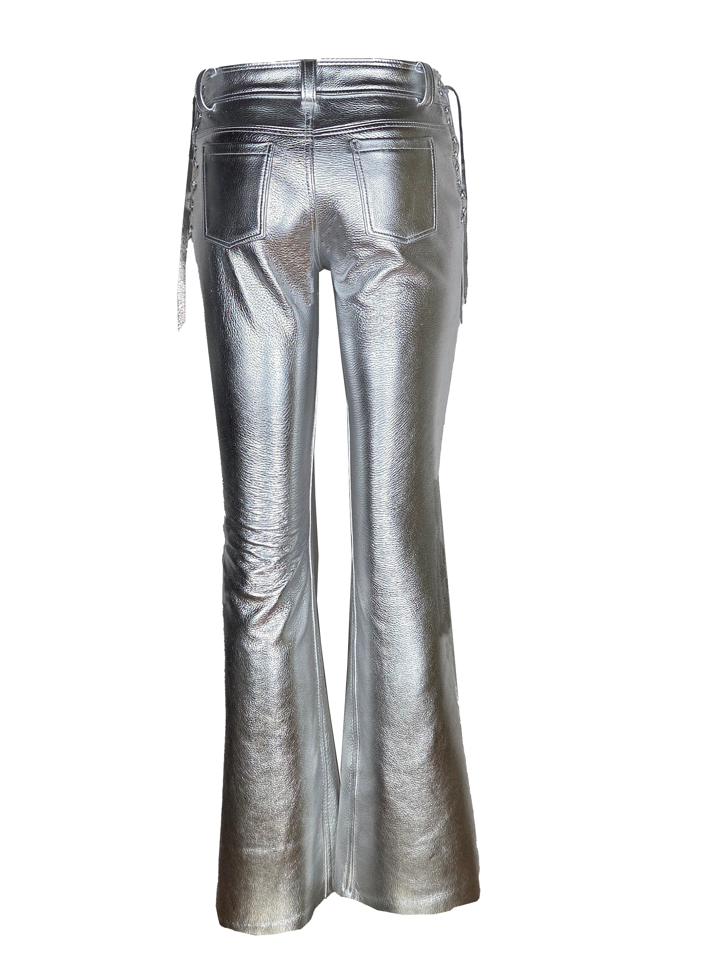 Bootcut Leather Jean with Lace-up Crotch