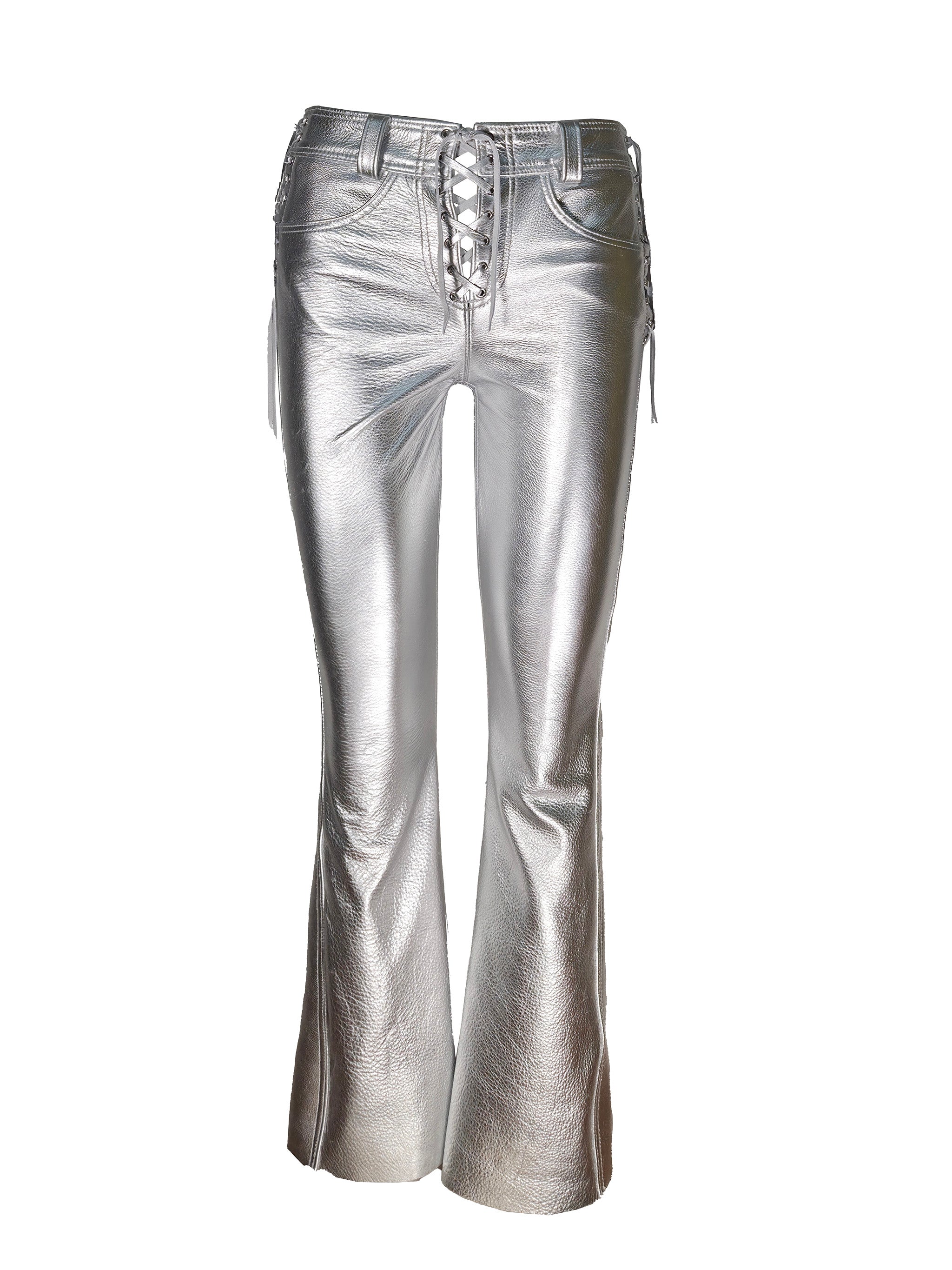 Bootcut Leather Jean with Lace-up Crotch