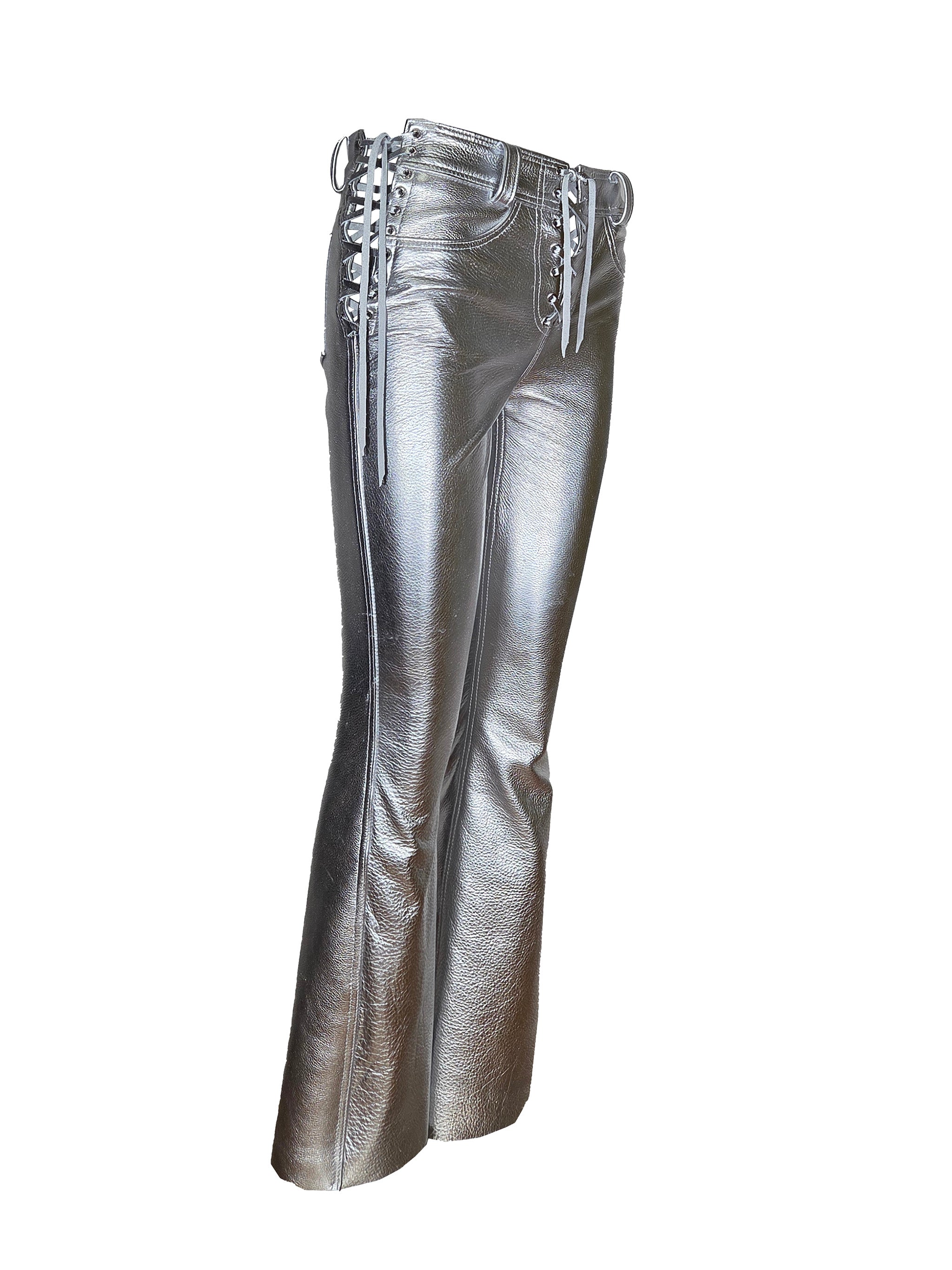 Bootcut Leather Jean with Lace-up Crotch