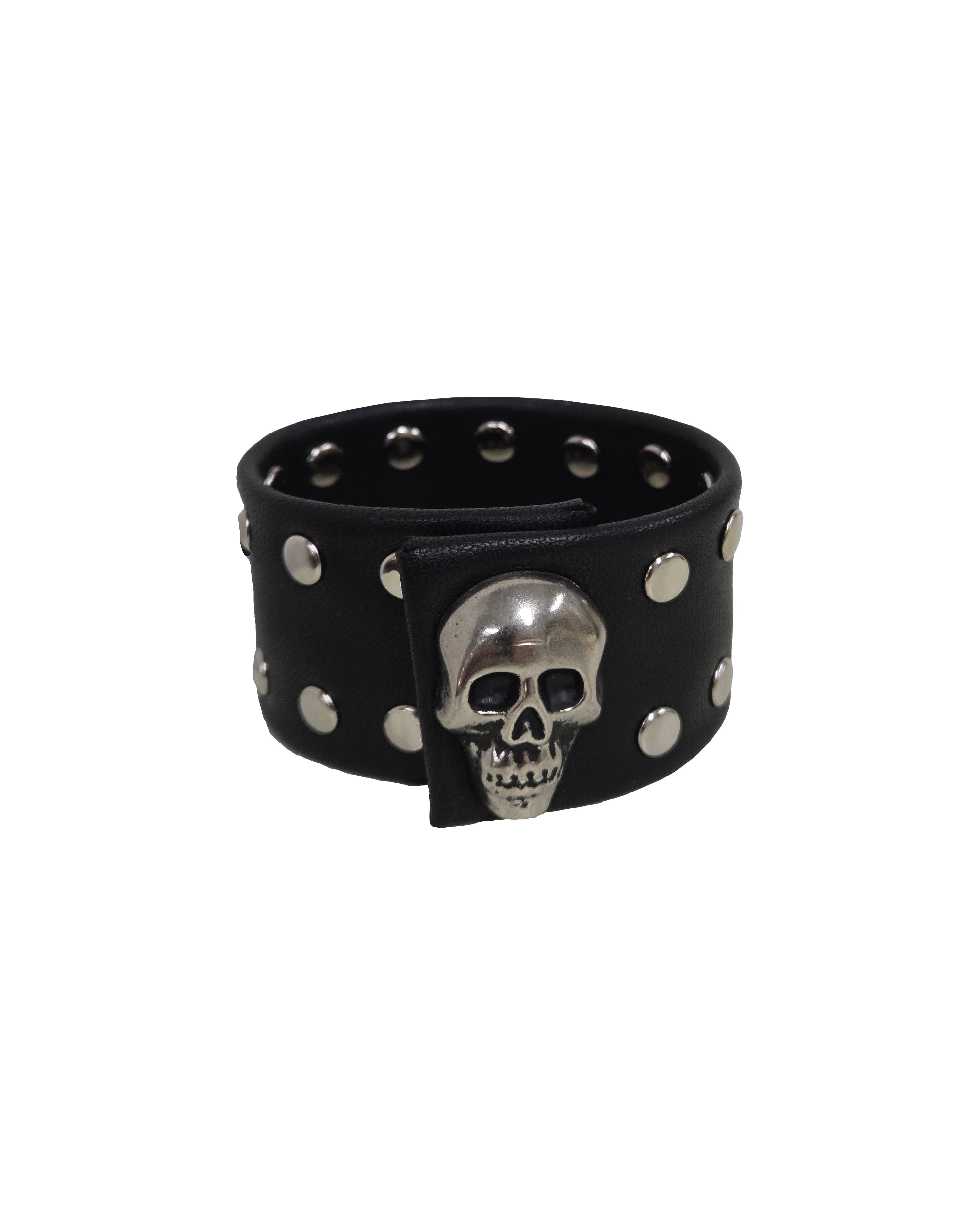 Skull Snap Leather Cuff Bracelet
