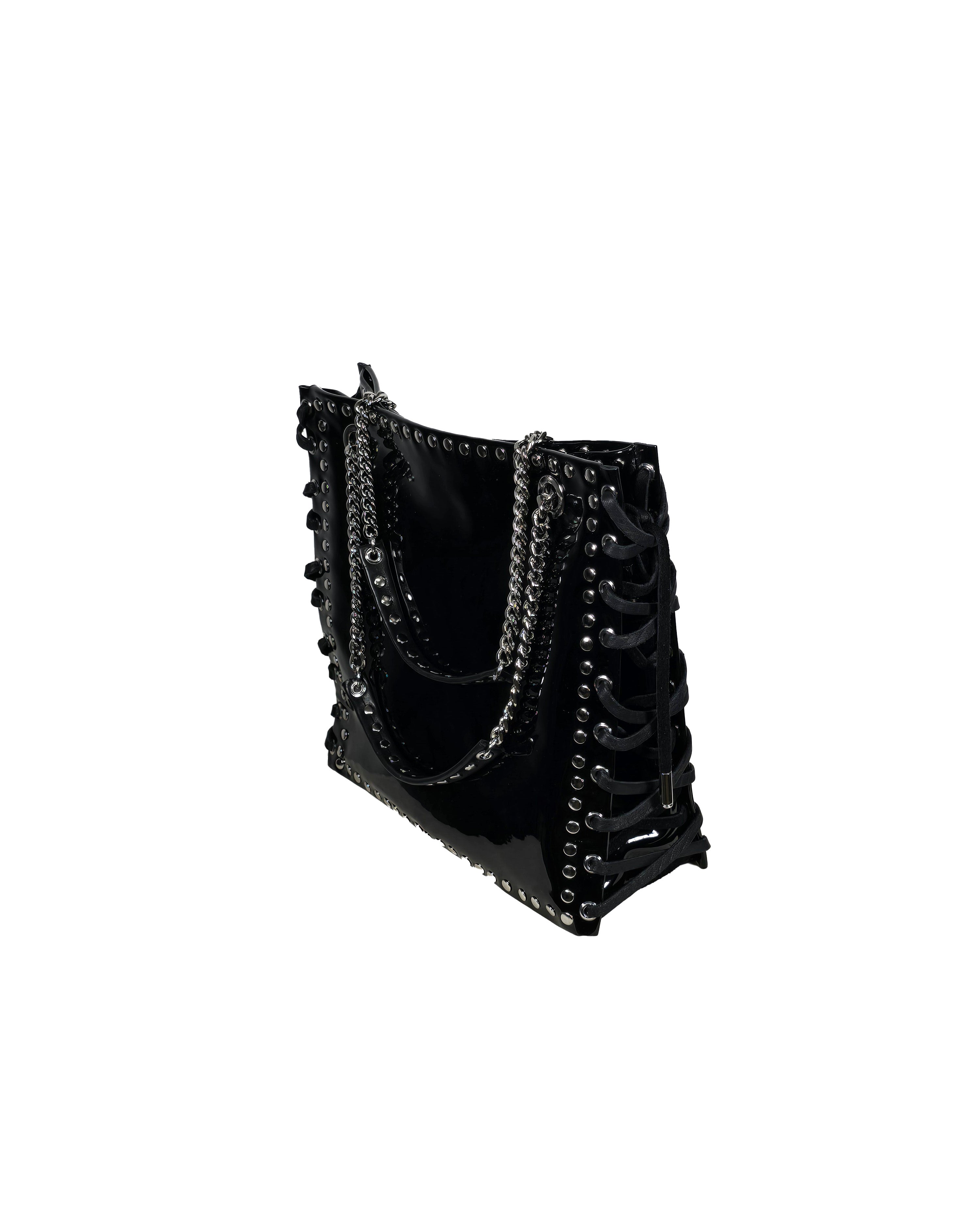 Small Tote Bag with Lace-up Sides