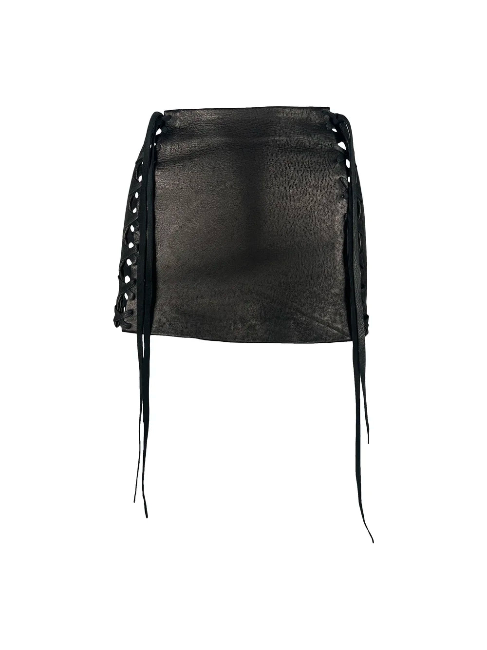 Front Lace-Up Leather Mini-Skirt