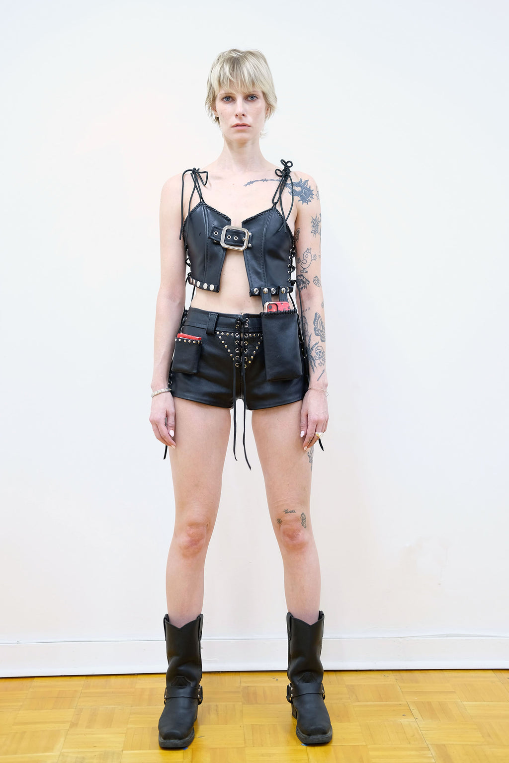 The "Harley" Buckle Front Leather Crop