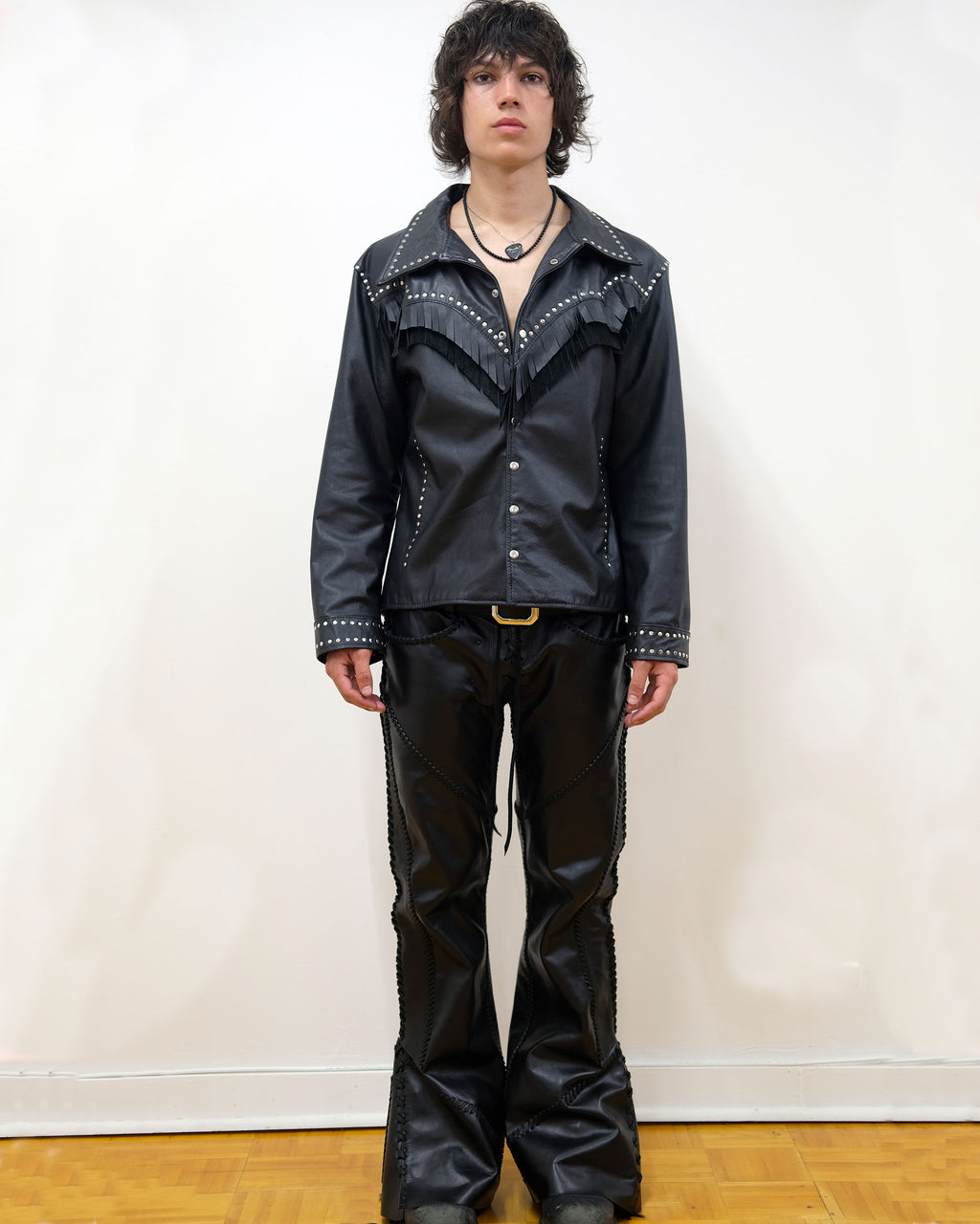 Black Leather Western Shirt